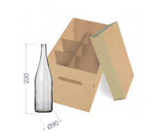 Коробка для бутылок (на 6 шт) 290х190х230 мм, Т-24 "В" бурый
